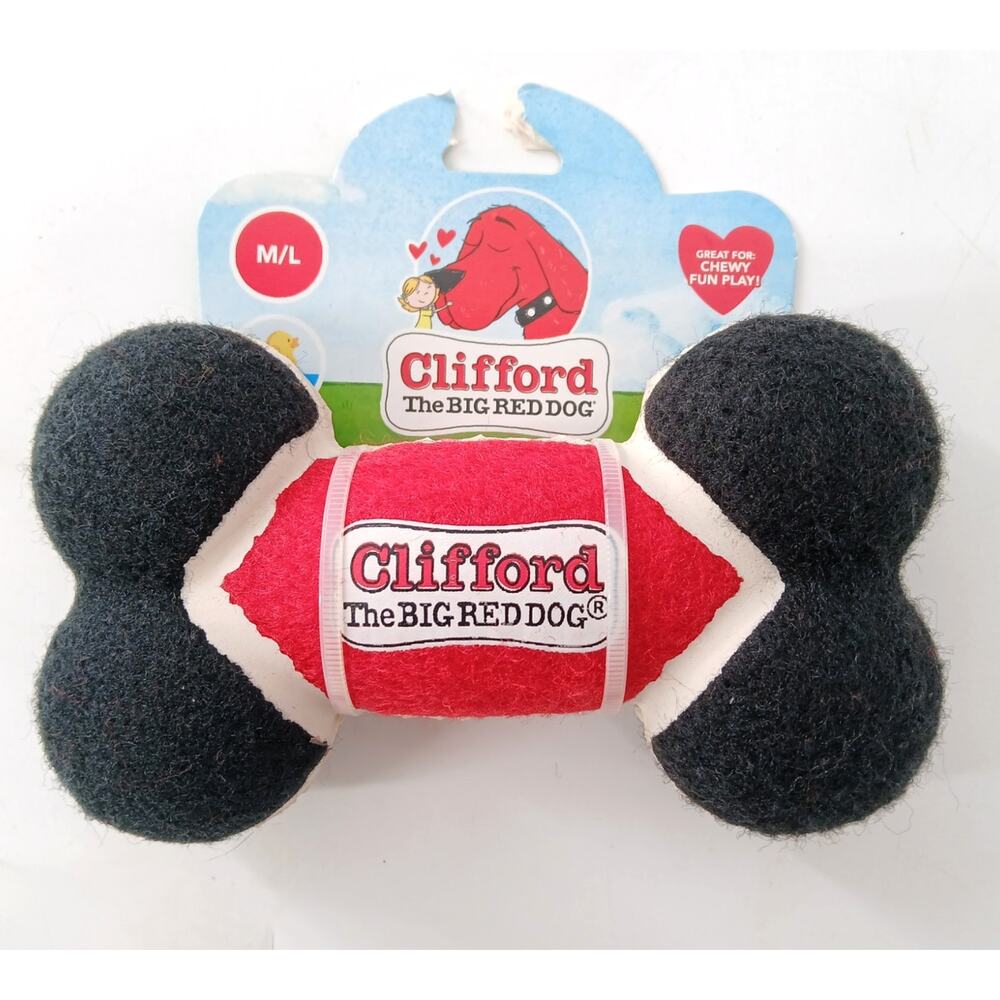 Clifford Big Red Dog Toughie Bone Scholastic Dog Pet Toy Squeaker Fetch Durable